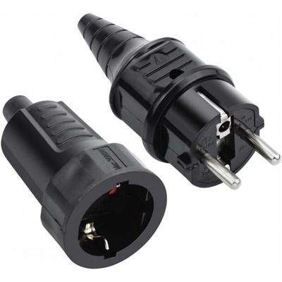 Gummi-Stecker- und Buchsen-Set, 250 v, 16 a, europäische IP44-Wasserdichtigkeit, schwarz Image