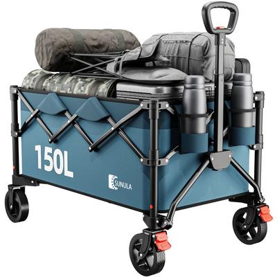 Bollerwagen Faltbar Handwagen 120kg Tragkraft, 150L, mit Ein-Klick-Handgriff & geländegängigen Image