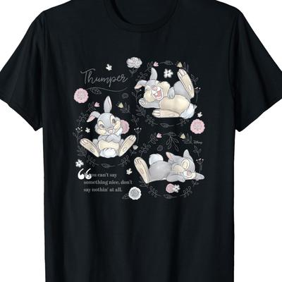 TEMU Men's Vintage Cartoon T-shirt - & Birds Graphic 100% Cotton 220gsm Black Casual Short Sleeve Tee With , Machine Washable, T Shirt Image