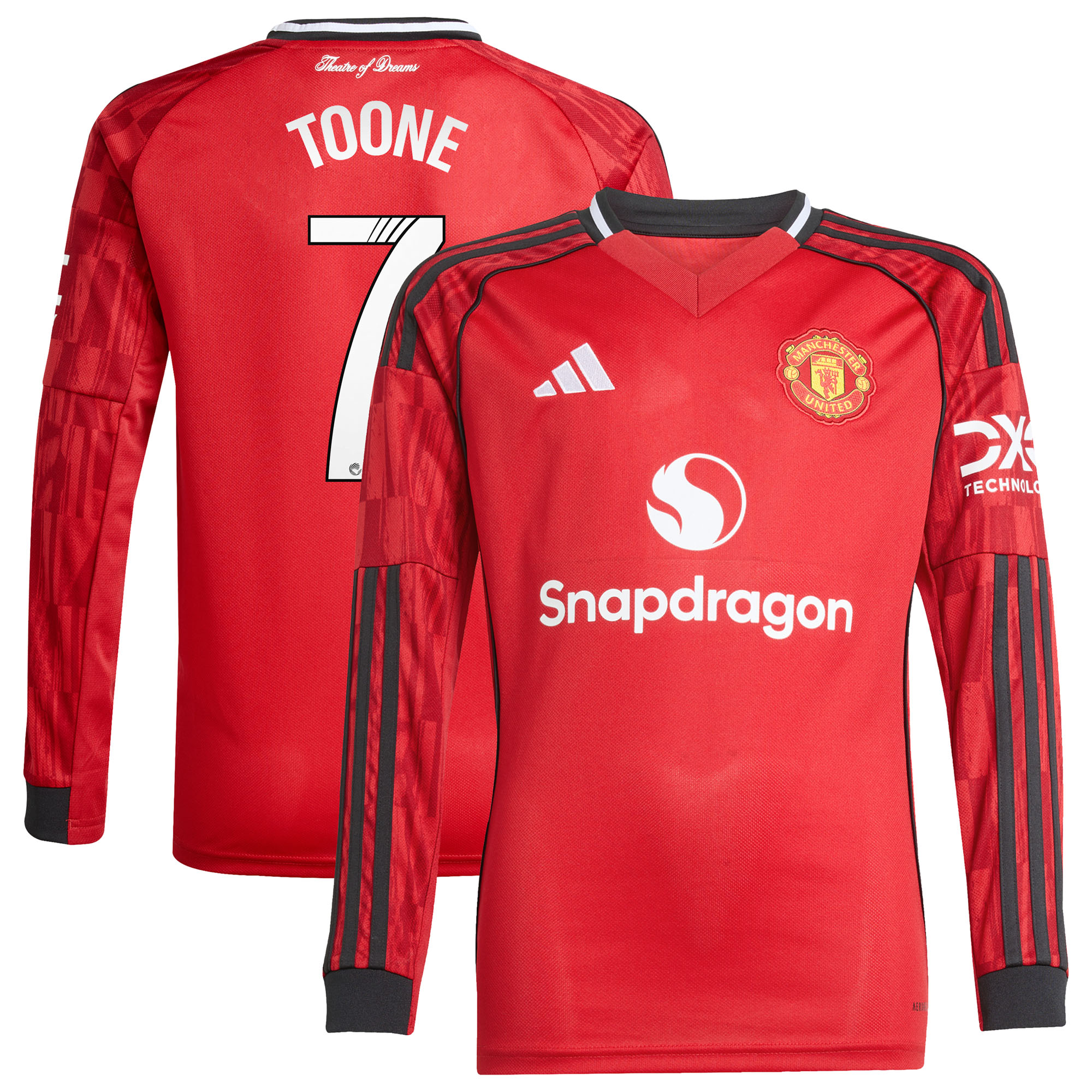 Maillot Domicile Manchester United adidas 2025-26 - Enfant - Manches longues avec flocage Toone 7