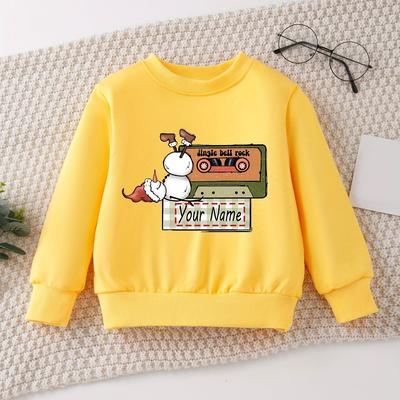 TEMU Personalized Name Boys Crew Neck Long Sleeve Sweatshirt - Snowman Pattern Print Fashion Cozy Christmas Top Image