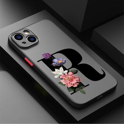 TEMU Matte Phone Case Featuring Initial Letters M-r For Models Including 15, 16 Pro, Xs Max, 13, 14 Plus, Xr, Se, 7, 8, 12, And 11 Pro. Image