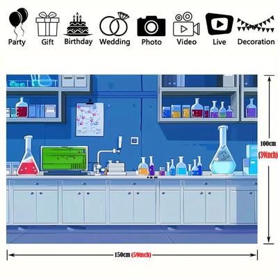 TEMU 1pc Polyester Party Backdrop, Theme Banner, No Electricity Needed, Ideal For Birthday, Halloween, And Universal Celebrations, With Photo Booth And Cake Table Decor For Indoor And Outdoor Events Image