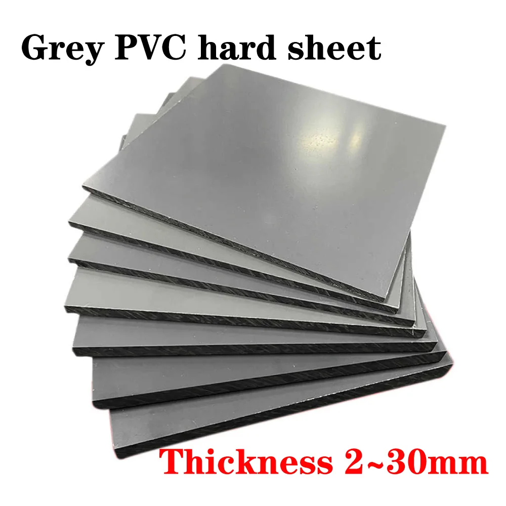 Graue PVC-Platte, dick, 2/3/4/5/6/8/10/12/15–20 mm, Hartplatte aus technischem Kunststoff, Polyvinylchlorid, 100 x 200/200 x 200/200 x 300 mm Image