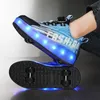 Größe 29 bis 41 Jungen Mädchen Rollschuhschuhe 2 Räder Skating Sneaker Fliegender Schuh