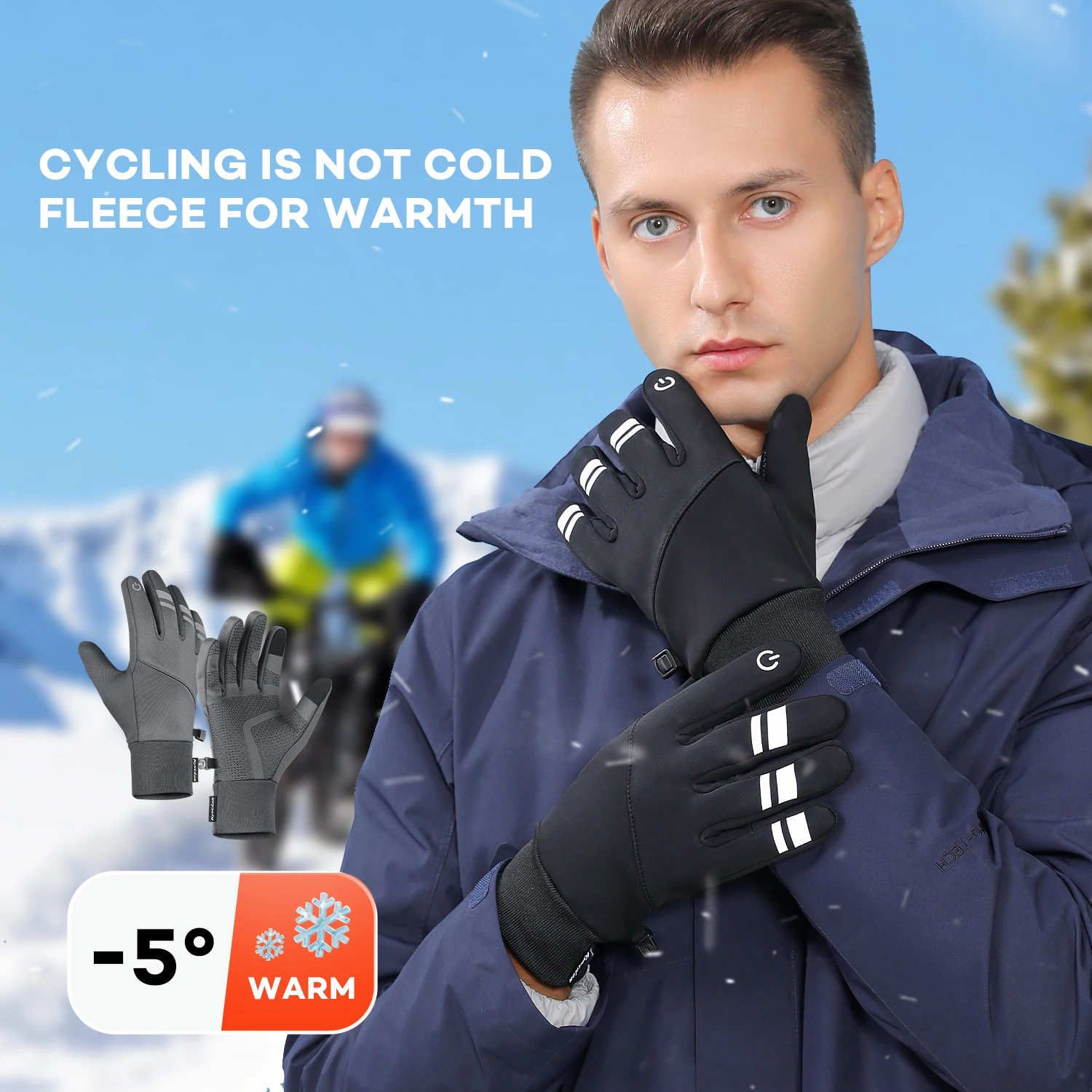 Herbst Winter Radfahren Handschuhe Stoßfest Anti-slip Winddicht Warm Touchscreen Outdoor Wandern Skifahren Reiten Motorrad Handschuhe Männer Image