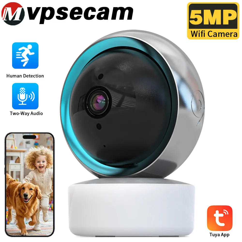 Tuya Smart Leben 5MP WiFi Kamera Outdoor PTZ IP Sicherheit Kamera Indoor Automatische Tracking Bidirektionale Audio Baby Monitor Image