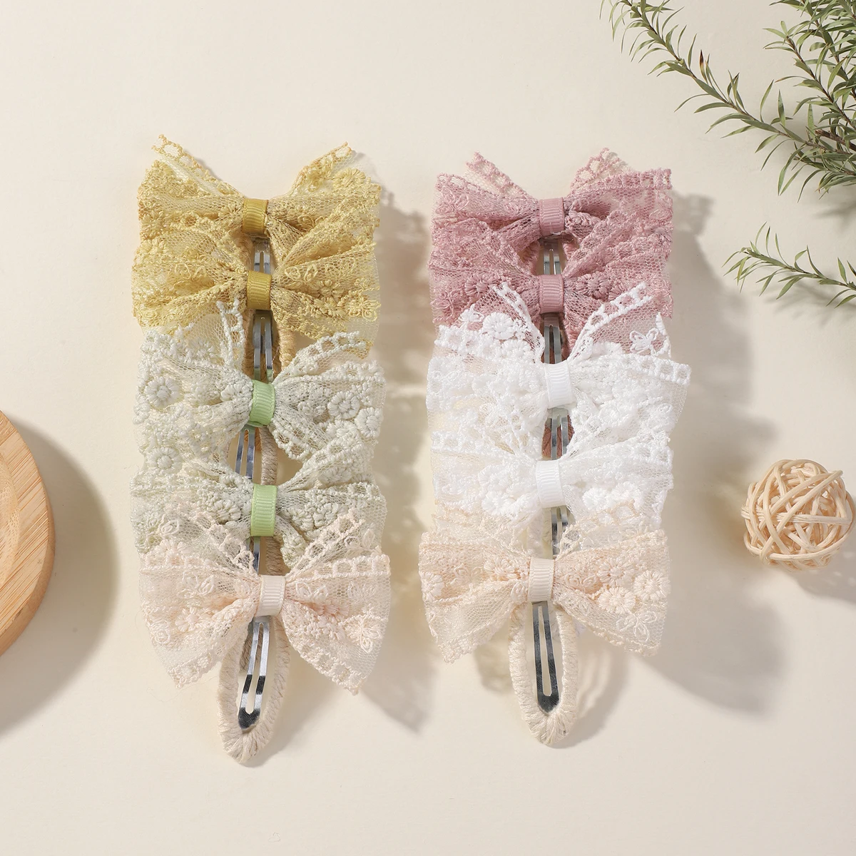 8 Teile/satz Nette Feste Spitze Ausschnitt Bowknot Haar Clips für Baby Mädchen Handgemachte Bögen Haarnadel Barrettes Headwear Kinder Haar Zubehör Image