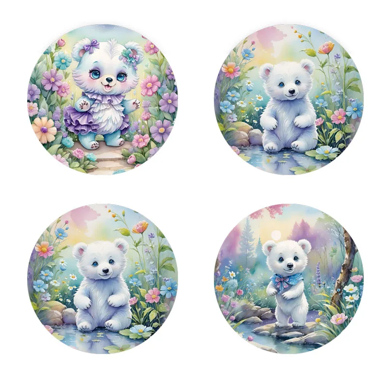 4-teilige Untersetzer mit Bärenmuster, geeignet für die tägliche Familientreffenverzierung, Küchen, Büros und rutschfeste Holzuntersetzer Image