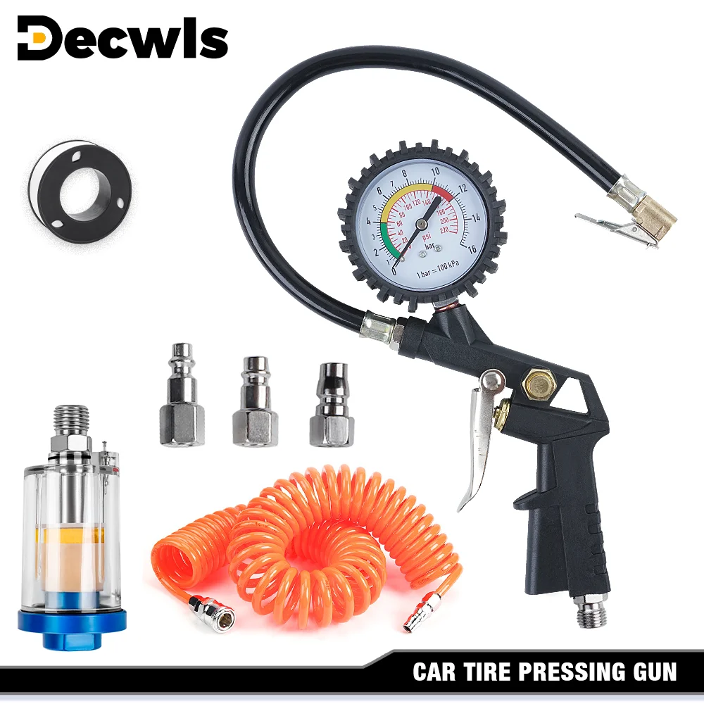 Pistola per la pressione dei pneumatici per auto, 0-16 bar/0-220 psi, può gonfiare/sgonfiare/misurare la pressione dell'aria,utensile pneumatico domestico, con interfaccia UE/USA/JP,adatto per