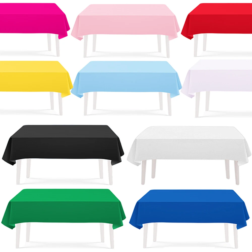Einfarbige rechteckige Tischdecke, blau, rosa, weiß, rot, gelb, grün, schwarz, lila, Tischdecke, Geburtstagsfeier, Hochzeitsdekoration Image