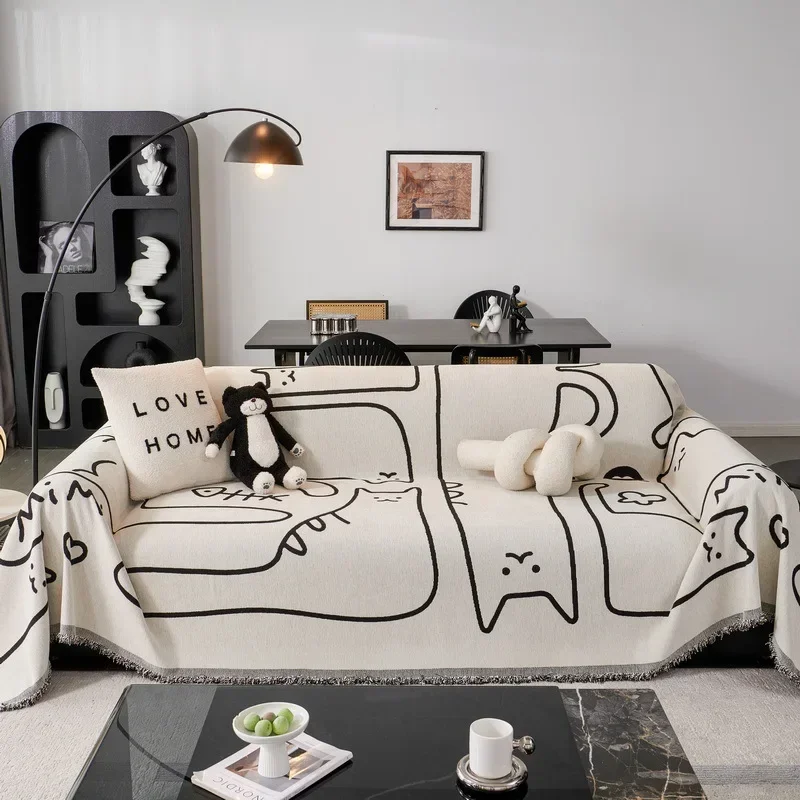 Nordic Stil Erweiterte Sofa Handtuch Chenille Sofa Abdeckung Tuch Alle Jahreszeiten Universal Anti-katze Scratch Sofa Abdeckung Sofa Decke
