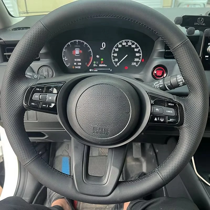 Handgenähter Mikrofaser-Leder-Lenkradbezug für Honda Vezel XRV X-RV 2023–2024. Original-Lenkradgeflecht Image