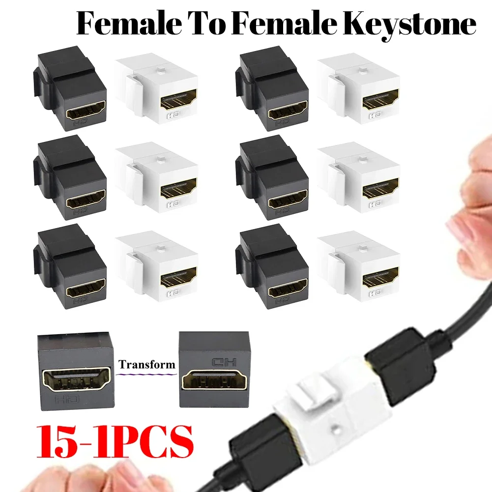 Keystone-Plattenadapter, HDMI-kompatibel, Buchse auf Buchse, Keystone-Unterstützung, 4K, einfach zu bedienen, für Wandplatten-Auslassplatte Image