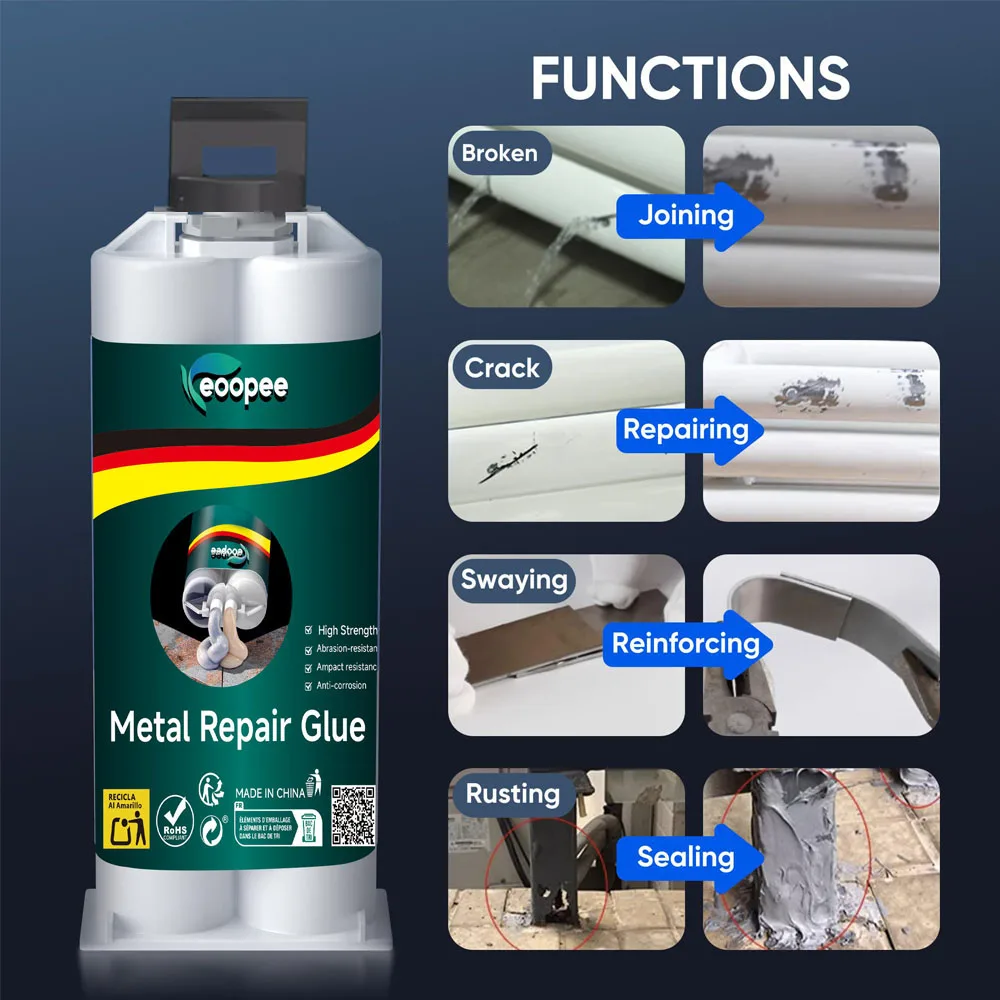 „Extra starker Gießerei-Kleber, Hochtemperatur-Metallreparaturkleber zum Gießen, Schweißen, Eisen, Aluminium, Tank, Kühler, Schweißnaht, Fix, AB-Kleber Image