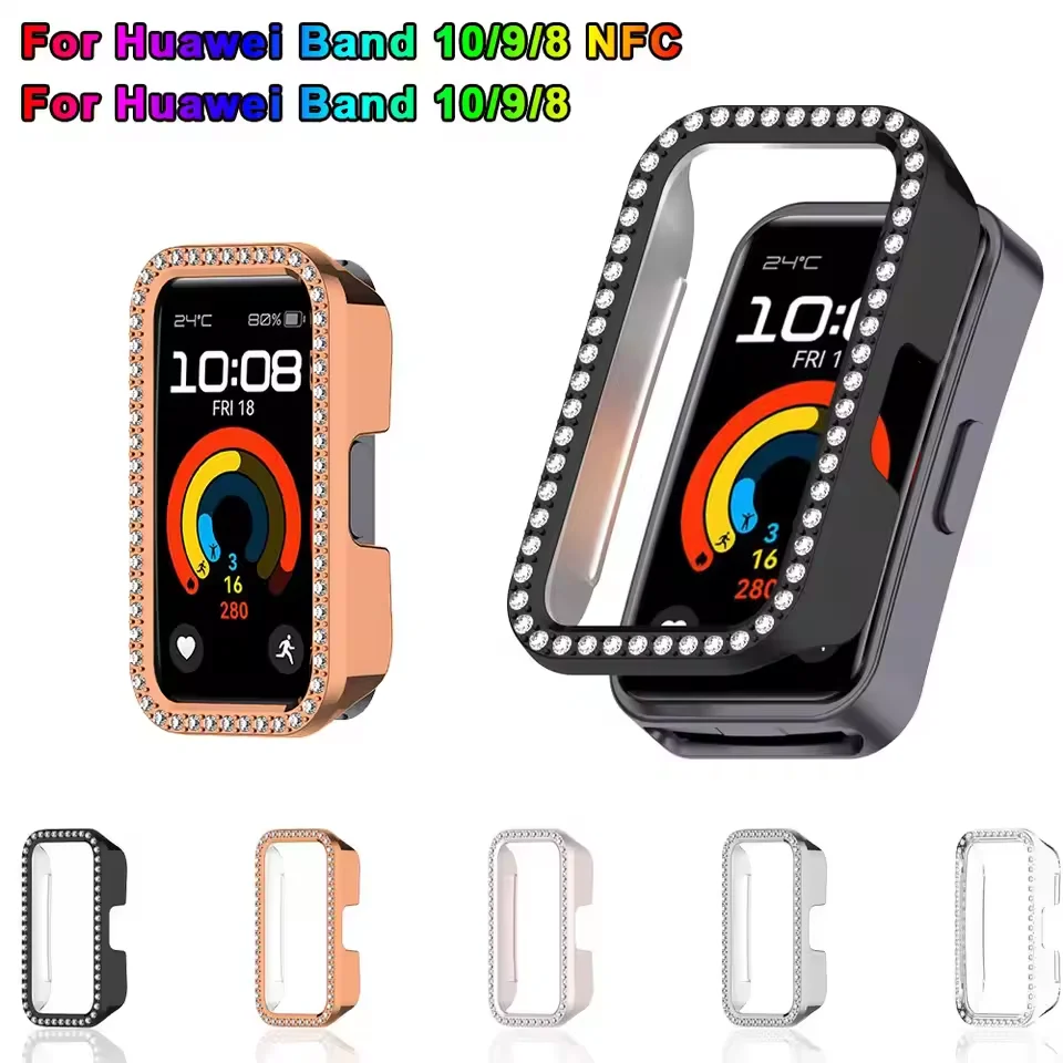 Diamant-Hülle für Huawei Band 10 9 8, Zubehör, Rundum-harte, hohle PC-Stoßstangen-Rahmenschale, Abdeckung für Huawei Band 10 Band 9 Band 8 Image