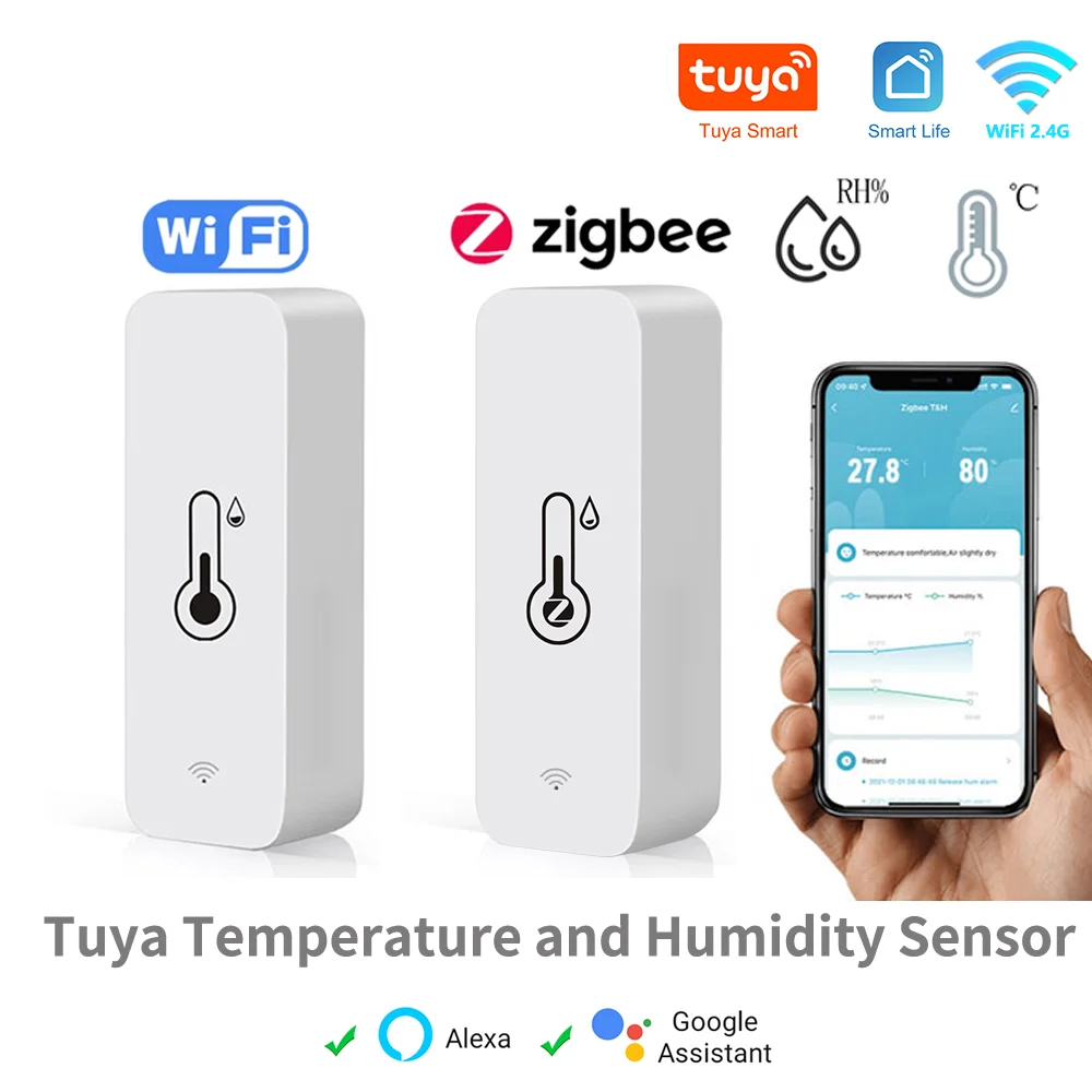 Tuya Zigbee WiFi Temperatur Und Feuchtigkeit Sensor APP Remote Monitor Für Smart Home oder SmartLife WorkWith Alexa Google Assistent Image