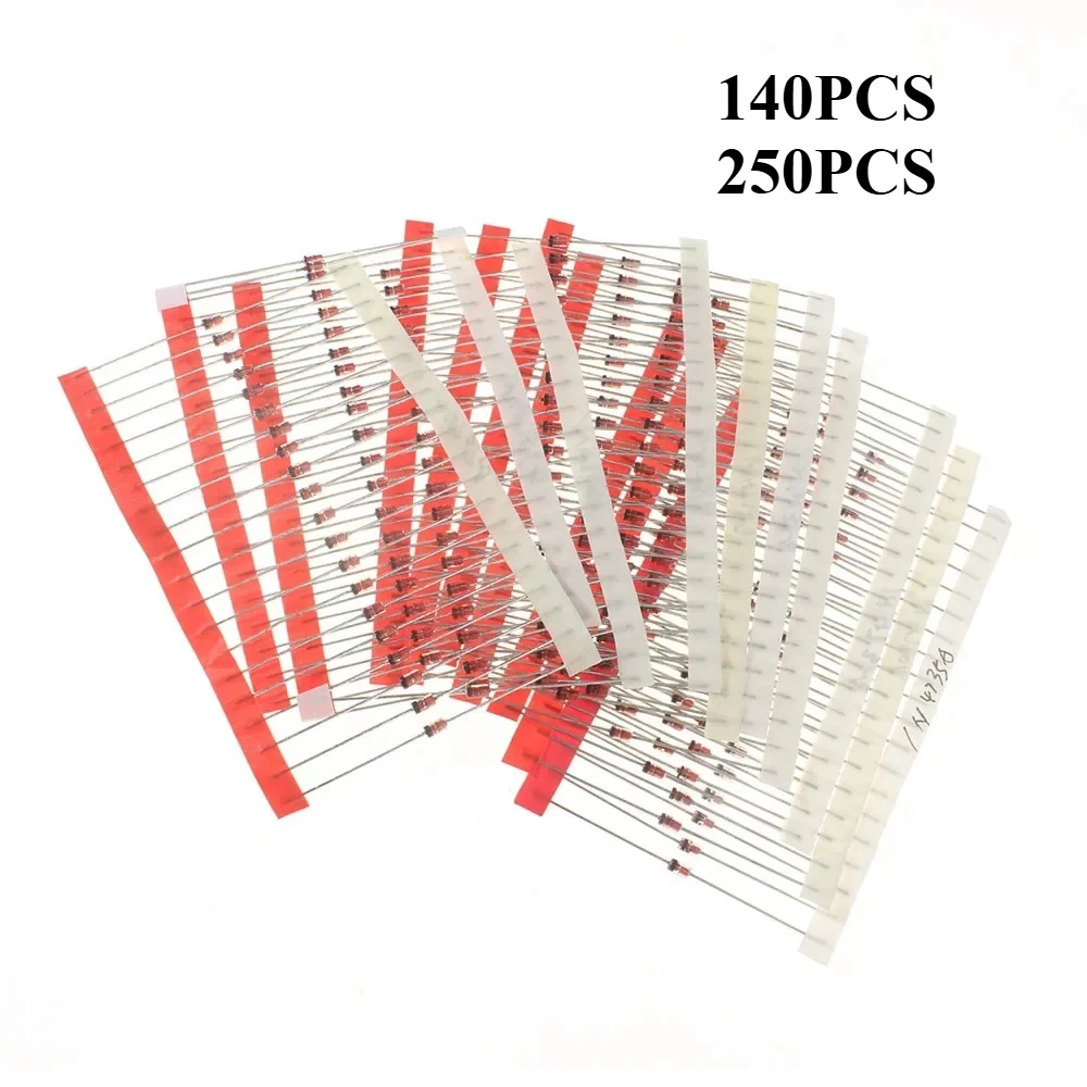 140/250PCS 1W Zener Diode Kit 3V ~ 33V/ 3V3-24V Elektronische Komponenten 14/25 Werte Spannung Stabilisierung Diode Diy Sortiert Set Image