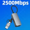 Adattatore Ethernet USB 3.0 2.5G USB-A Tipo C a RJ45 2500Mbps Scheda di rete Rtl8156B Connettore LAN