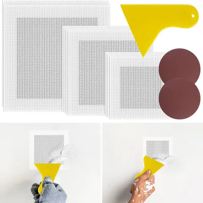 13Pcs Drywall Repair Kit Fiberglass Mesh Crack Patch Self Adhesive Wall Repair Patch with Scraper Sandpaper For Wall Renovation