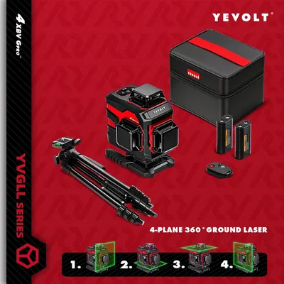 YEVOLT YVGLL4XS16 4D 360° Cross Line Laser Level 16-Line - Wall/Floor Sync - Ultra-Precise 30m Laser Projection for Tile Grids