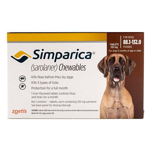 Simparica Floh & Zecke Kautabletten für Hunde über 88 lbs (braun) 6 Dosen