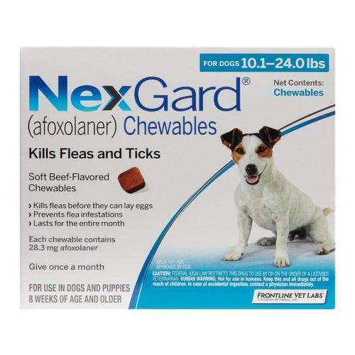 Nexgard für mittlere Hunde 10.1-24 Lbs (Blau) 28mg 3 Kauartikel