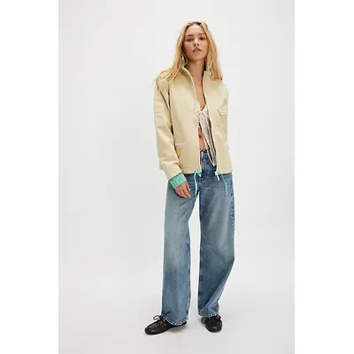 We The Free Top Down Jacket at Free People in Khaki Chino, Size: XL