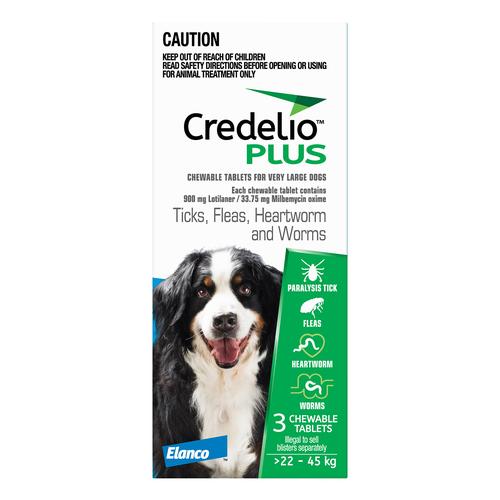 Credelio Plus für extra große Hunde 22-45kg (blau) 6 Kausnacks