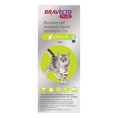 Bravecto Plus für kleine Katzen 112 Mg (2.6 bis 6.2 Lbs) Grün 2 Dosen