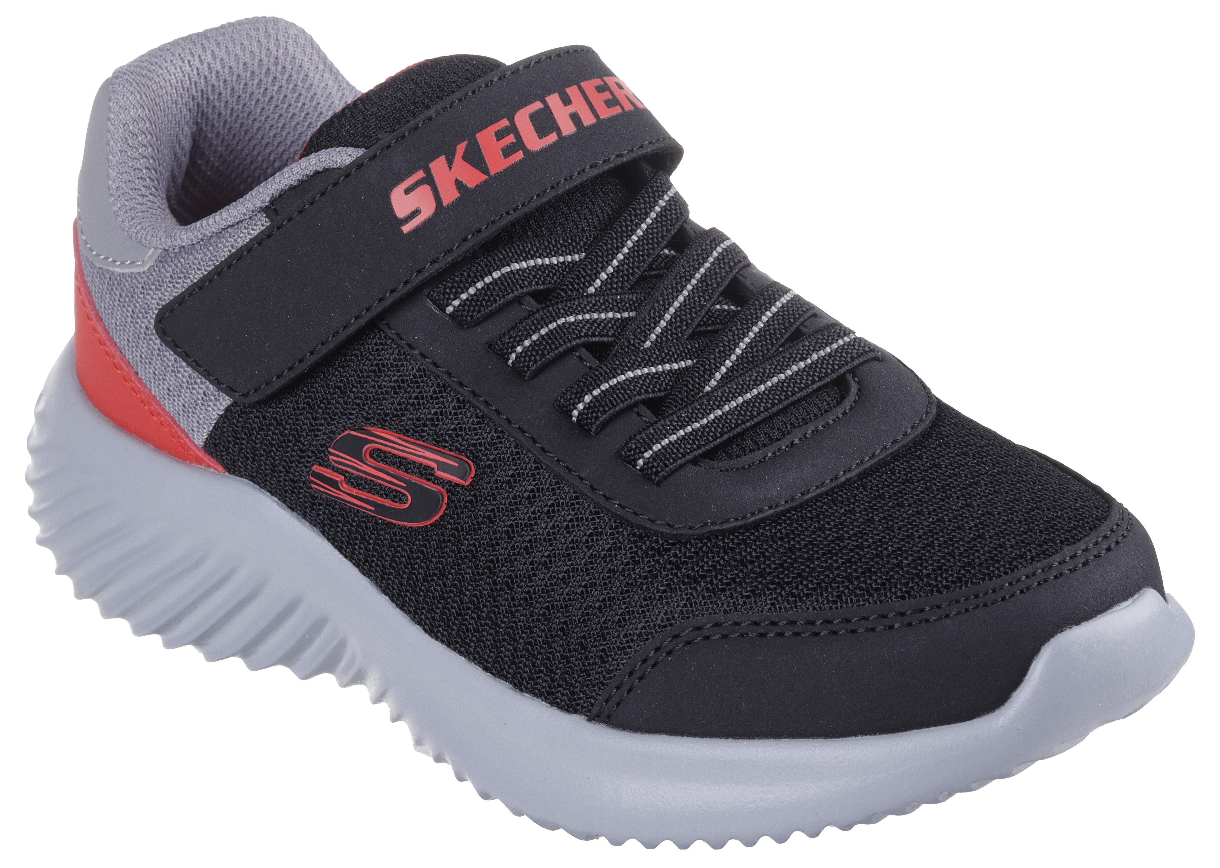 Sneaker SKECHERS "Bounder - Trekzic", Kinder, Gr. 28, schwarz (schwarz, rot), Lederimitat, Schuhe, Freizeitschuh, Halbschuh, Klettschuh, Schnürschuh, Leichtgewicht Image