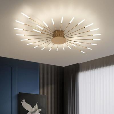 Comely - Moderne LED-Deckenleuchte, 28 Köpfe, goldfarbene Deckenleuchte, bündig montiert, Image