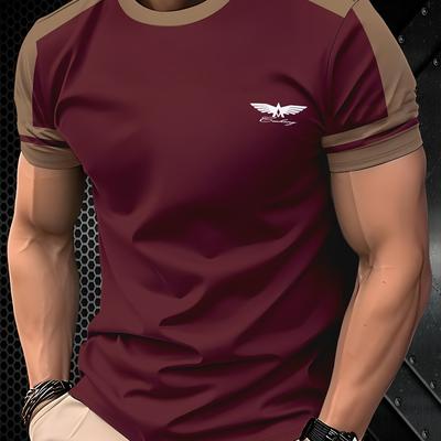 TEMU Burgundy Men's Fashion T-shirt With English Label Image