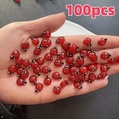 TEMU 100 Mini -the-dark Ladybugs, Resin Ladybug Diy Decorative Accessories, Jewelry Making Materials, Resin Crafts, Nail Art Decorations – Requires Sunlight To Glow Image