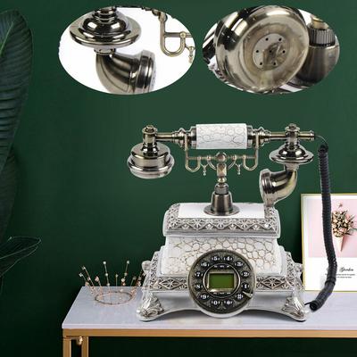 TEMU Vintage Rotary Landline Phone - Retro Resin Home Decor With Functional Dial, No External Power Needed, Decorative Accessory For Living Room, Office & Nostalgic Gift, Metallic Finish, Classic Image