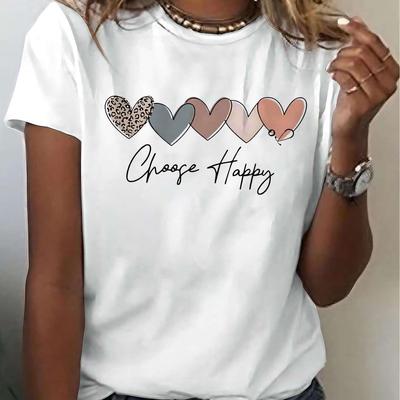 TEMU Womens Soft Cotton Casual T-shirt With Choose Print - Round Neck, Short Sleeve, Loose Fit, Casual Attire, Sizes S To 3xl, Ladies T Shirts Image
