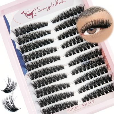 TEMU 180pcs Sectional Cluster False Eyelashes 9-16mm Single Lash 80d Fluffy Thick Mink For Natural Cat Eye Effect Image