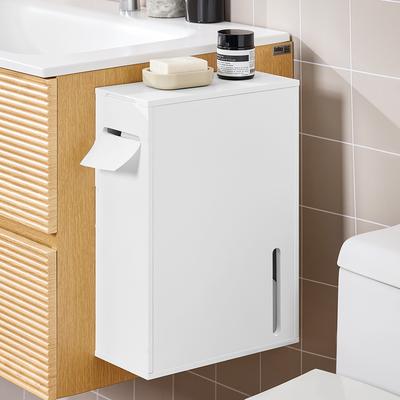 TEMU Sobuy Toilet Paper Dispenser Paper Holder Bathroom Storage Cabinet Wall-mounted Toilet Paper Holder, White, 14x30x42cm, Bzr199-w Image