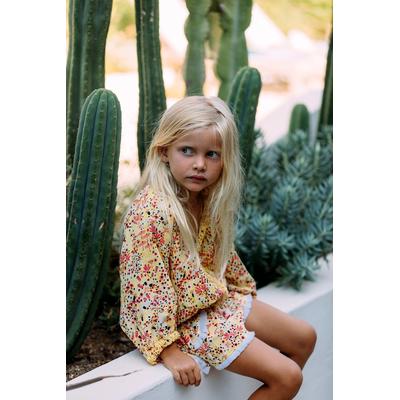 Poupette St Barth Kids Boxer Short Lulu Lace Trimmed - Yellow Malva