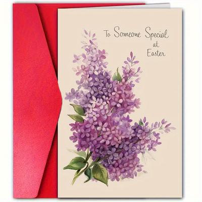 TEMU 1pc, Warm Easter Card With Envelope (12cm*18cm), For Family, Son & Daughter, Girlfriend & , , High-quality, For All , Special Easter Greeting Card, To Special At Easter. Image