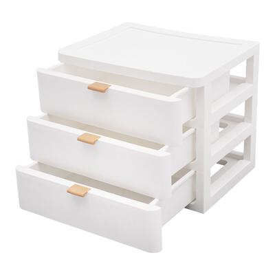 TEMU White Tabletop Storage Cabinet With Drawers, Space-saving Desktop Storage Box For Home Office, Desk & Drawer Organizer For Home Storage Image
