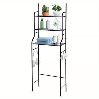 TEMU 3-layer Toilet Shelf With 3-layer Storage Board, Bathroom Storage Rack, Toilet Rack, Suitable For Bathroom, 26x55x165cm, White , Shelves Image