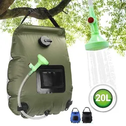 Sac de douche de Camping en plein air 20L, sac de douche Portable à énergie solaire, conducteur de chaleur, emballage de douche extérieure 20L, sac d'eau