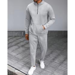 Herren Trainingsanzug Jogginghose Trainingsjacke Herbst Reißverschlusstasche Einfarbig Kombination Schwarz Weiß Fitnessstudio Athlässigkeit Laufen Winddicht Langarm Sport Sportkleidung Dehnbar