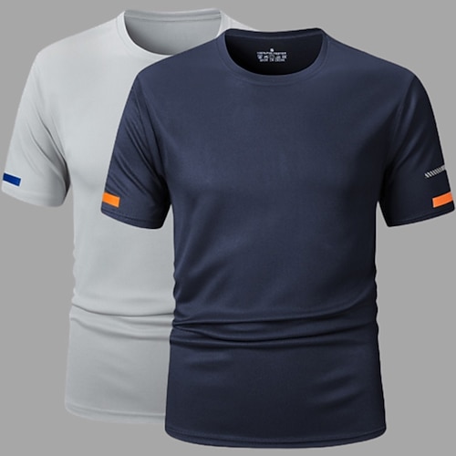 Herren T Shirt T-Shirt Kurzarm Kurze Ärmel Rundhalsausschnitt Sommer Einfarbig Einfach Sport Outdoor Basic Lässig Schnelltrocknend Mehrfachpackung Basic Lässig Fitness Alltagstauglich Armee Grün Image