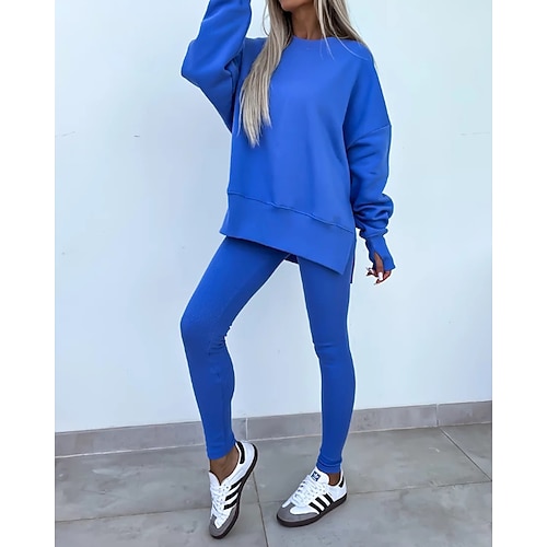 Damen Trainingsanzug Sport Leggings Pullover Spitze Reißverschlusstasche Einfarbig Kombination Herbst Magenta Schwarz Fitnessstudio Athlässigkeit Laufen Thermowarm Winddicht Langarm Sport Image