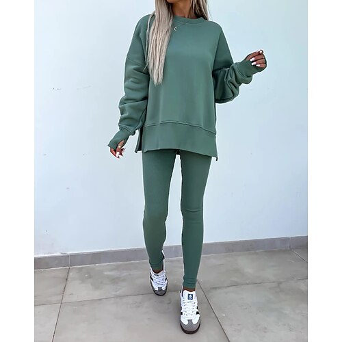 Damen Trainingsanzug Sport Leggings Pullover Spitze Reißverschlusstasche Einfarbig Kombination Herbst Magenta Schwarz Fitnessstudio Athlässigkeit Laufen Thermowarm Winddicht Langarm Sport Image