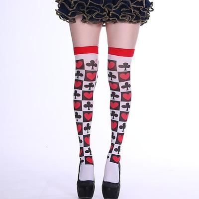 Alice im Wunderland Märchen Herzkönigin Die rote Königin Gift Strümpfe / Strumpfhosen Zubehör Oberschenkelhohe Strumpfhosen Märchenfiguren Film Cosplay for Damen Erwachsene Halloween Karneval Welttag Image