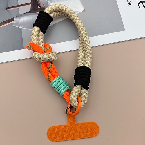 Modisches, zweifach gefaltetes, farblich passendes kurzes Seil. Einfaches kurzes Seil zum Aufhängen am Handgelenk. Zweilagiges Hängeseil. Festes und robustes Seil zum Aufhängen von Mobiltelefonen Image