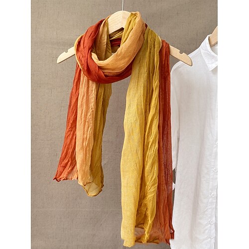 Leichter Herrenschal aus geknittertem Chiffon im Batik-Ombré-Look, perfekt für Bohème-Reisen, den Alltags-Layering-Look und Frühlings-/Herbst-Looks Image